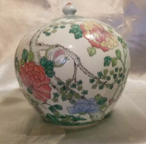 FINE ANTIQUE LATE QING CHINESE FAMILLE ROSE PORCELAIN GINGER JAR W/ LID