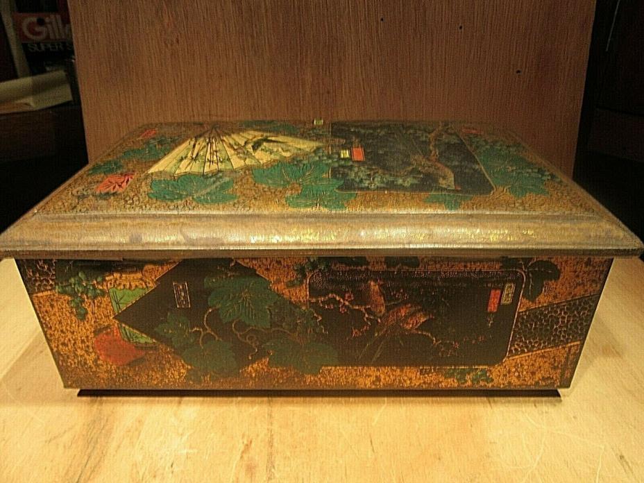 Antique CHINESE TEA TIN 1800'S  WITH BEAUTIFUL DECORATION