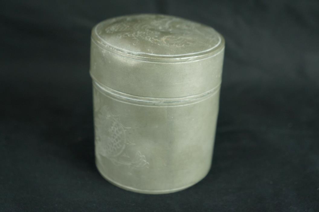 Outstanding Antique chinese pewter tea caddy 4