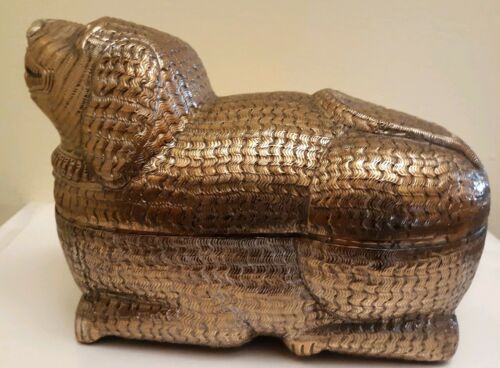 ANTIQUE T 900 SILVER CHINESE FOO DOG TEA CADDY CONTAINER