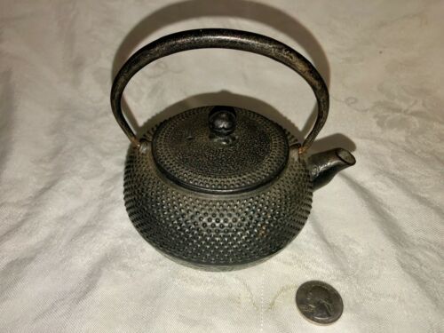 Antique Castiron Mini Teapot 1 Cup Size “Petite” & Elegant Hobnailed Design