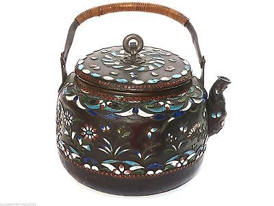 Antique Chinese Copper Cloisonne Enamel Teapot