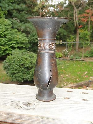 Antique Chinese Archaic Fluted Bronze Vase