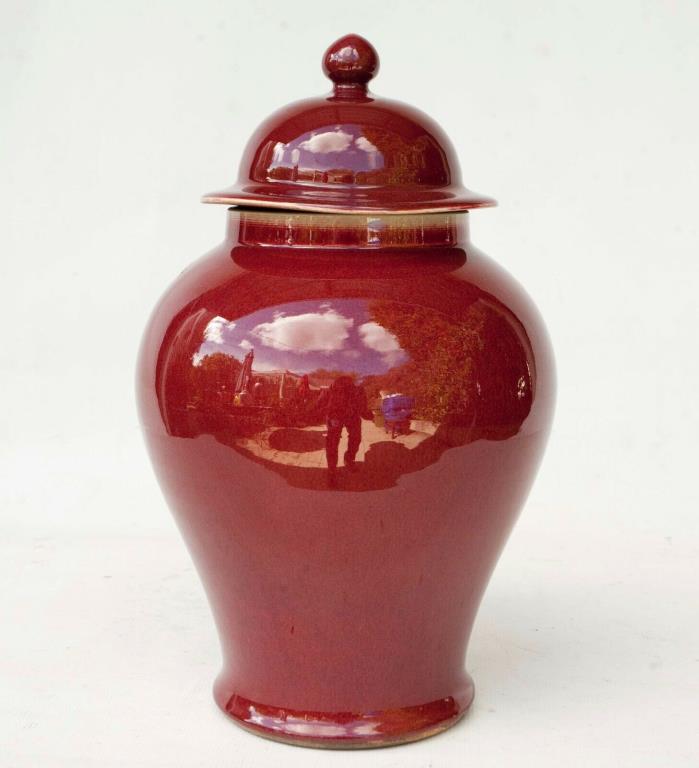 Chinese Oxblood Red Sang de Boeuf Tall Ginger Jar 16