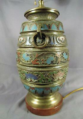 Beautiful Antique Chinese Cloisonne Champleve Table Lamp