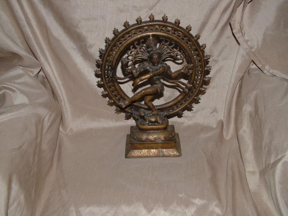 Antique/Vintage Shiva Nataraja Brass Statue Hindu Chola Style Dancing 35cm