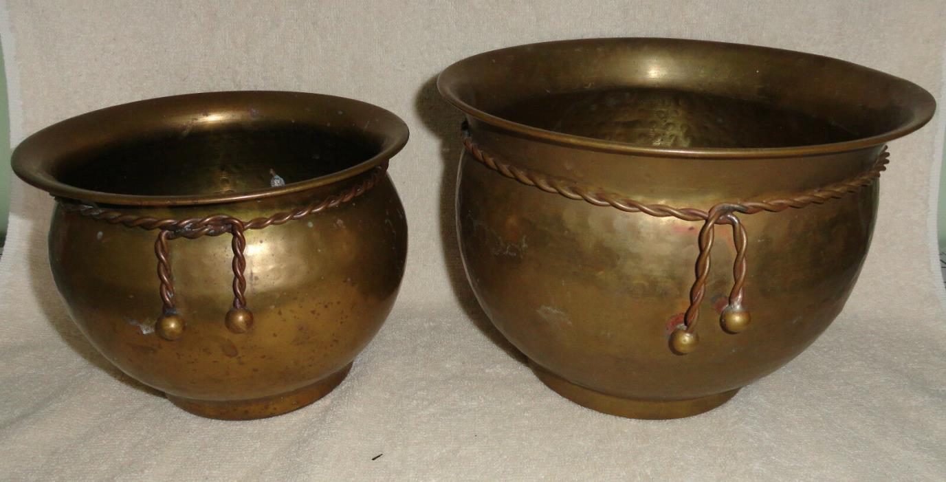 Handmade decor  brass pots  planters India    pair