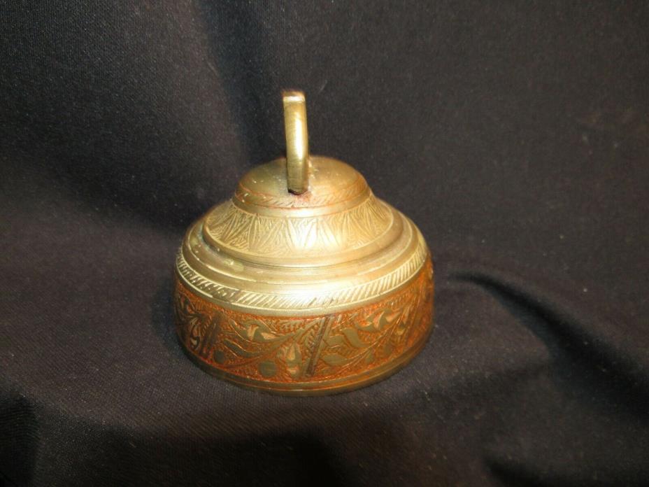 Antique & Original Solid Etched Brass Hindu worship Temple Bell Nice sound!