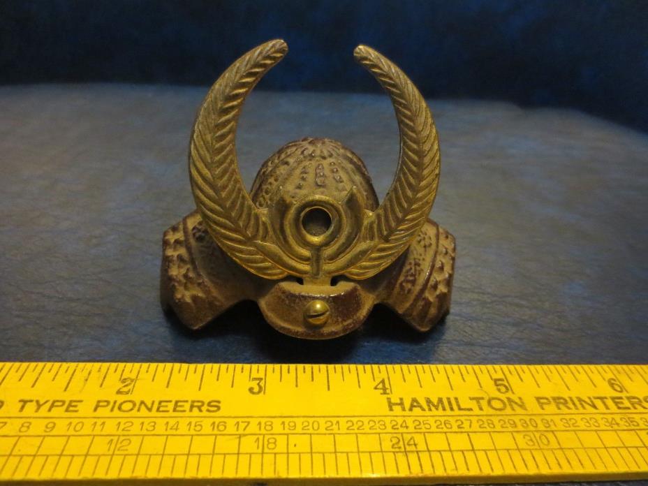 JAPANESE MINI SAMURAI WARRIOR HELMET CAST IRON & BRASS