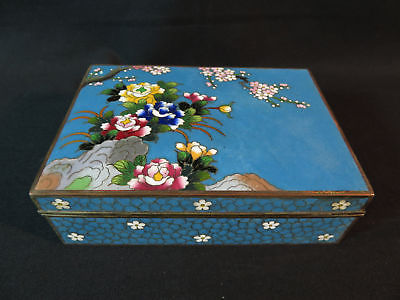 Japanese Cloisonne Box SGD Inaba Tree Flowers