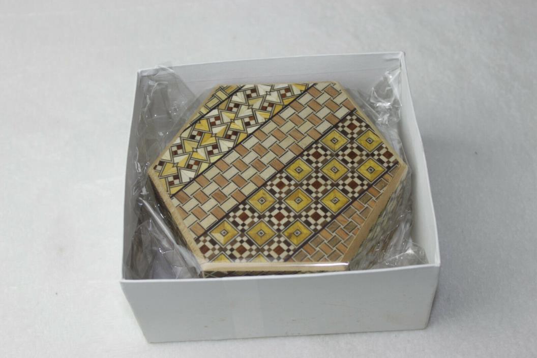 Hexagon 6 steps Trick Box ko yosegi wooden puzzle box