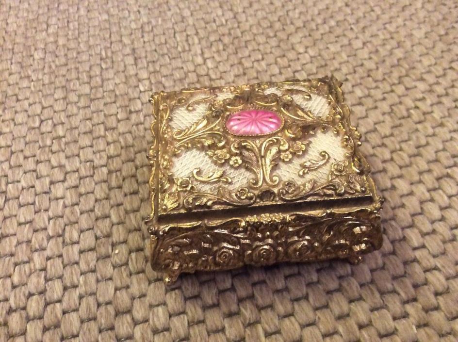 Vintage Japanese Collectable silver coloured metal Trinket box