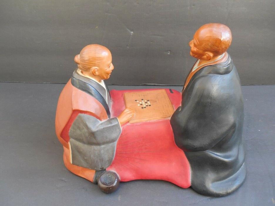 Vintage Hakata Doll Japanese Older couple Playing Table Game 10