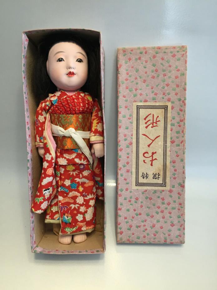Rare 1940's Japanese ichimatsu Gofun Friendship Doll in Original Box