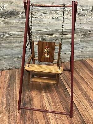 Antique Wooden W/Metal Chains Doll Swing, Rare