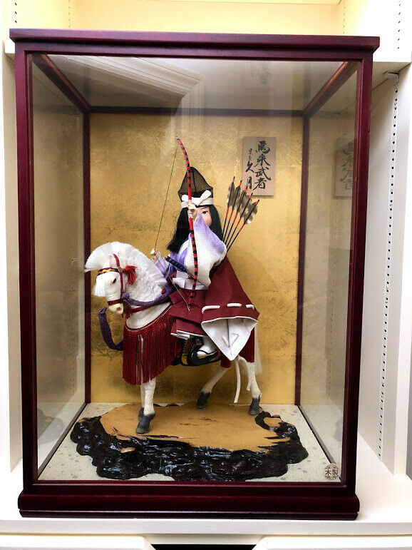 Antique Japanese Samurai Warrior on Horseback Doll & Case