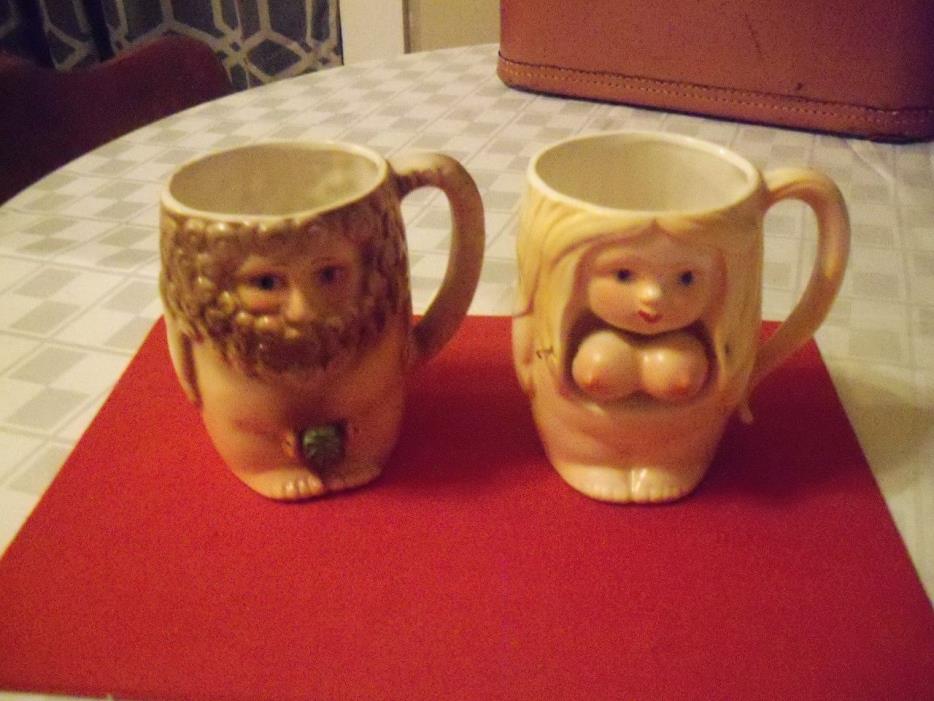 VINTAGE RISQUE NAKED MAN & WOMAN CUPS MADE IN JAPAN