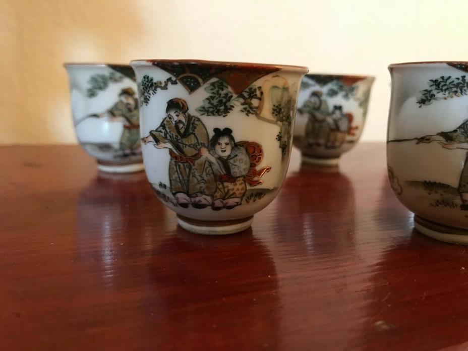 Imari porcelain ochoko sake or tea cups from around 1850, Meiji era
