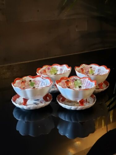 OLD TRADITIONAL HAND PAINTED JAPANESE TEA CUPS: SET OF 4