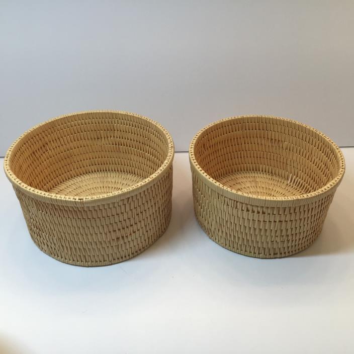 2 Vintage Matching Japanese Handmade Bamboo Nesting Baskets 7
