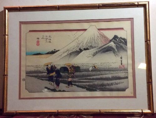 HIROSHIGE Japanese woodblock print “53-Stations of Tokaido, MOUNT FUJI, MORNING”