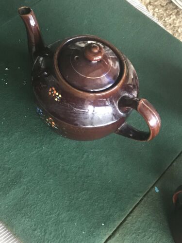 Brown Clay Hand Painted Large Tea Pot