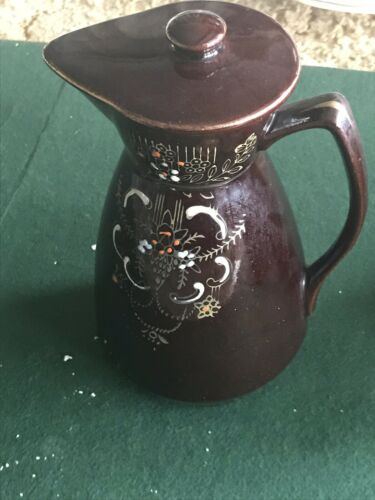 Brown Clay Oxblood Tea Pot 7-1/2” Tall