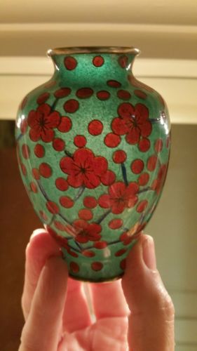 Exquisite YAMAMOTO Plique-A-Jour  VASE Shotai Shippo 3 5/8