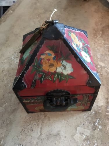 Reverse-Painted Ox Horn Wood Boxes - Hwagak Haem - Vintage Korean Ox Horn Box