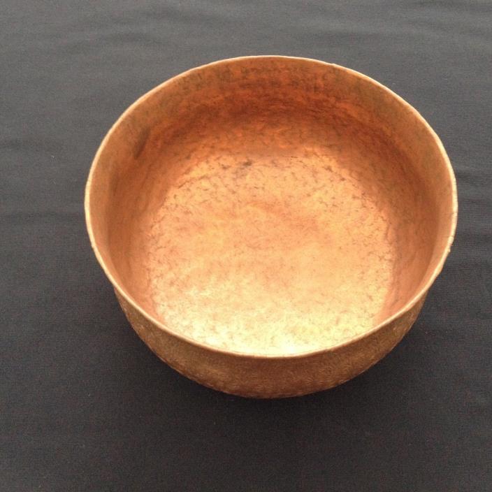 Solid Copper Bowl Hand Hammered Unique Design Vintage