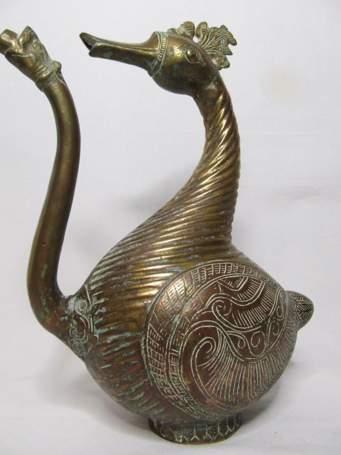 15th-17th C. Ewer Mughal Aquamanile Goose Deccan Islamic Persian Aftaba Dullah