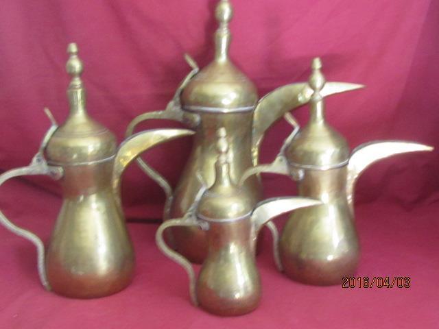 Dallah Very Old Graduated Musket Style Coffee Pots Signed Set of 4