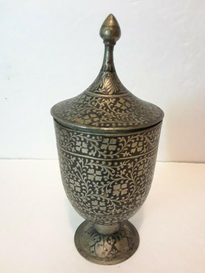 Antique Persian Silver Art Lidded Wine Goblet