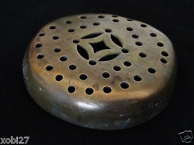 ANTIQUE MONGOLIAN BUDDHIST  COPPER INCENSE BURNER LID WITH COIN LIKE PATTERN
