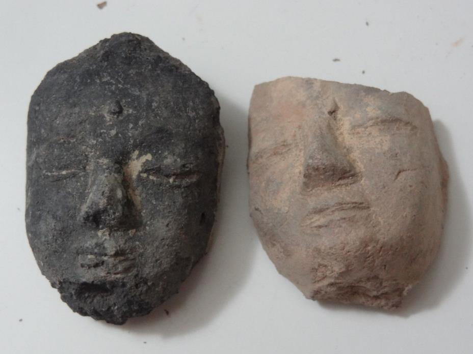 ANTIQUE MONGOLIAN TIBETAN BUDDHIST CLAY TSA TSA  FRAGMENT BUDDHA FACE