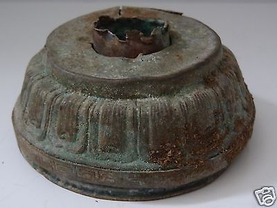 ANTIQUE  MONGOLIAN BUDDHIST HAND HAMMERED COPPER  STATUE BASE PADMA