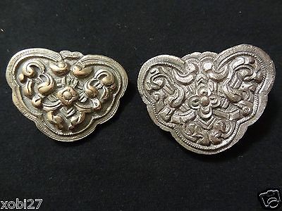 ANTIQUE MONGOLIAN HAND MADE CAST BRASS  SADDLE ORNAMENTS 2 PIECE