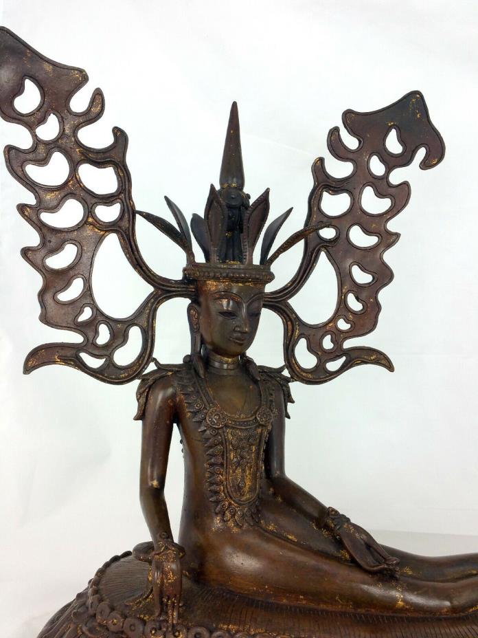 Rare Antique 19th Century Style Shan Buddha Reclining Burma in Gilt Bronze