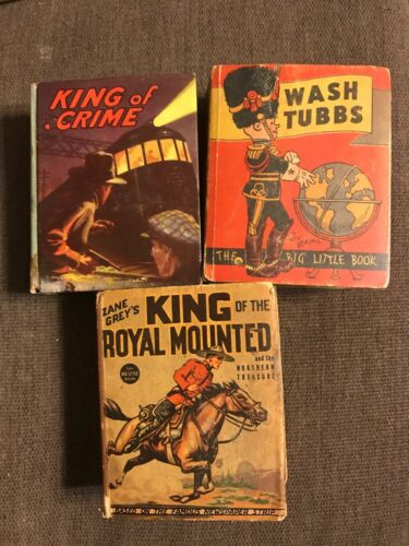 1930’s Rare Big Little Books(3) King of the Royal Mounted, King Of Crime, Wash