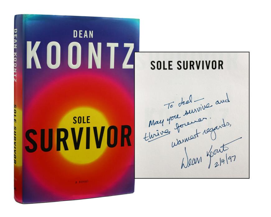 DEAN KOONTZ SOLE SURVIVOR SIGNED & INSCRIBED FIRST EDITION CHIP KIDD COVER ART