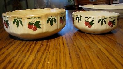 1800's Antique Lot 2 ironstone Bowls with Strawberry Castle mark Germany