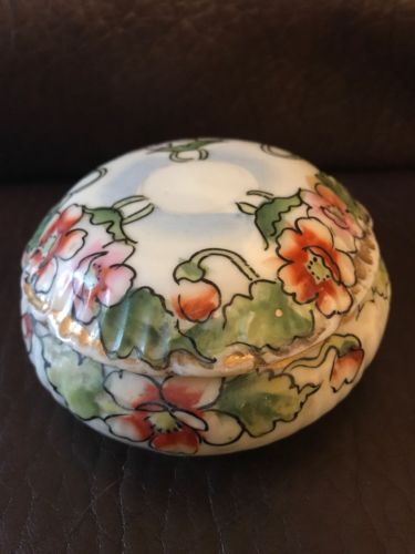 Japanese Hand Painted Dresser Box w/Poppy Motif