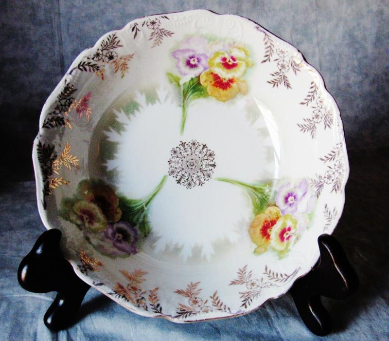 Sweet Antique Floral  Germany Bowl Porcelain with Pansies