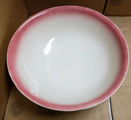 LARGE IRONSTONE WHITE PINK BOWL ENGLAND AS PICTURED