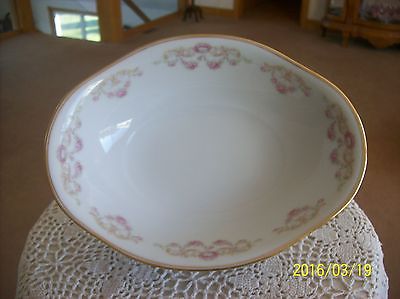 Hermann Ohme Porcelain Oblong Serving Bowl Delicate Rose Scroll Ribbon Germany