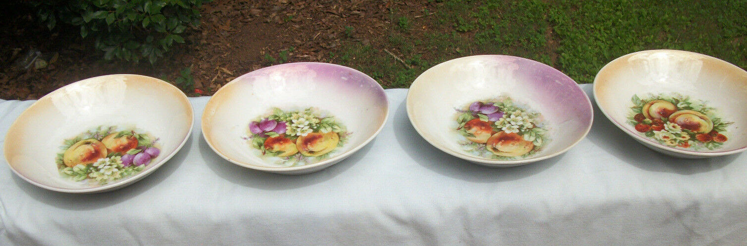 6 Piece Vintage Berry Bowl Set Hand Painted Fruit Germany