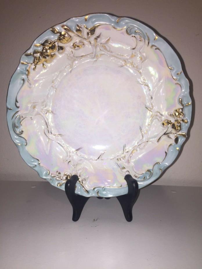 Vintage Lusterware & Porcelain Floral Design Bowl Gilded and Embossed