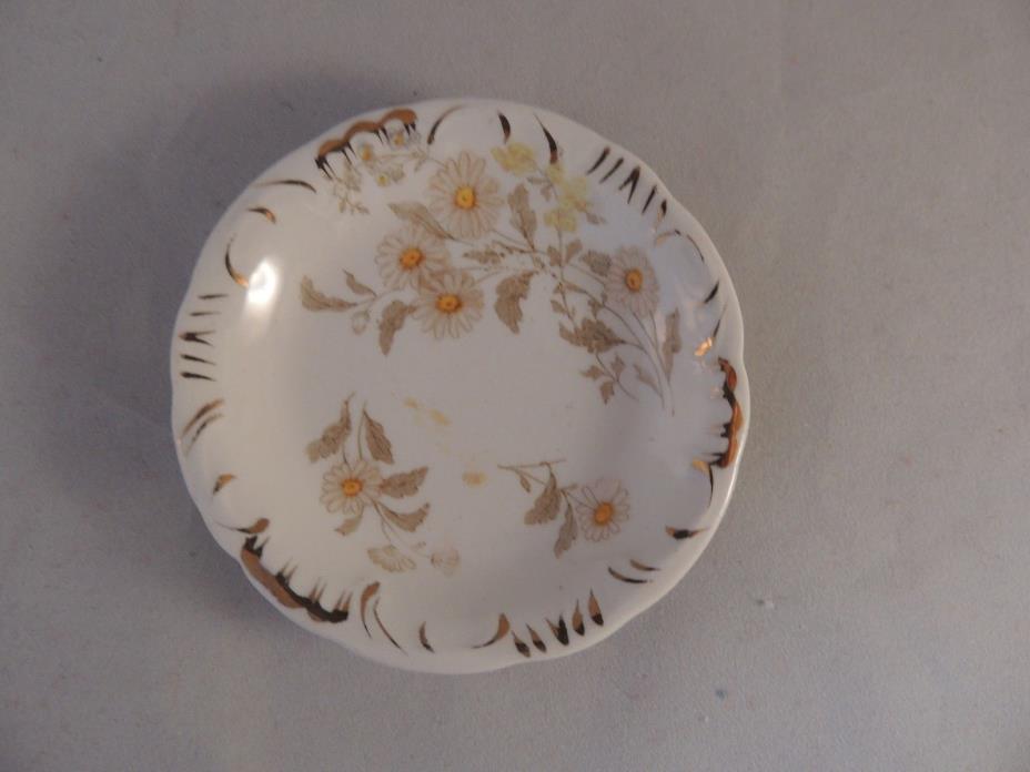 Butter Pat Henry Alcock & Co, England daisy floral pattern gold highlights