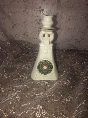 Gold Trim Irish Porcelain Handmade Ireland Lir Candleholder Signed Joe McCaul