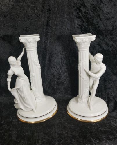 FRANKLIN MINT 1986 ROMEO & JULIET Gold Gilded Porcelain Candlestick Holders  10